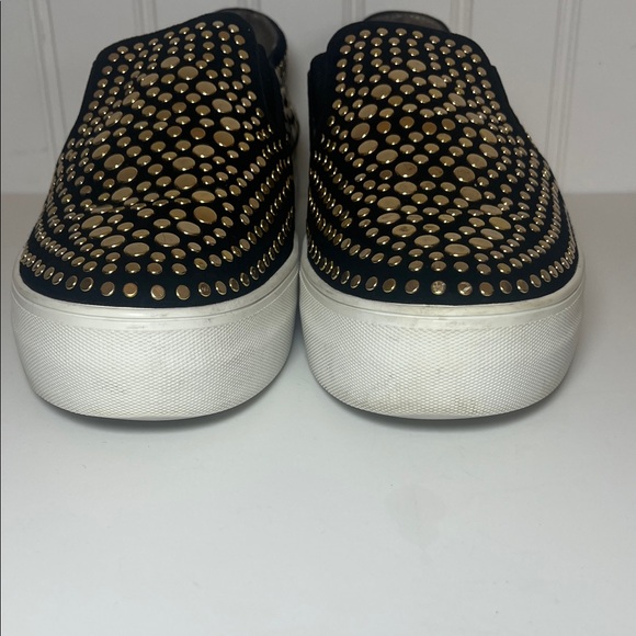 Vince Camuto Kindra Black Suede and Gold Studded Women's Slip On Sneakers - Picture 3 of 12